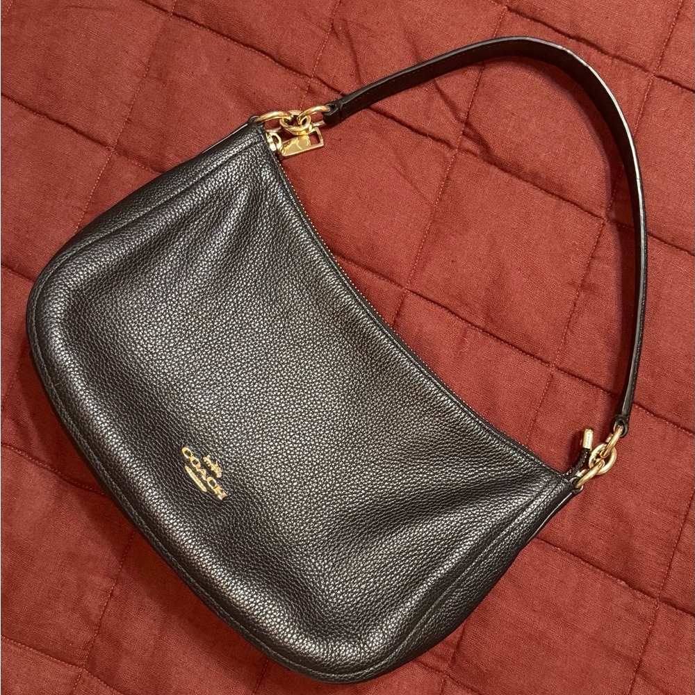 Coach Pebbled Black Leather Shoulder Bag